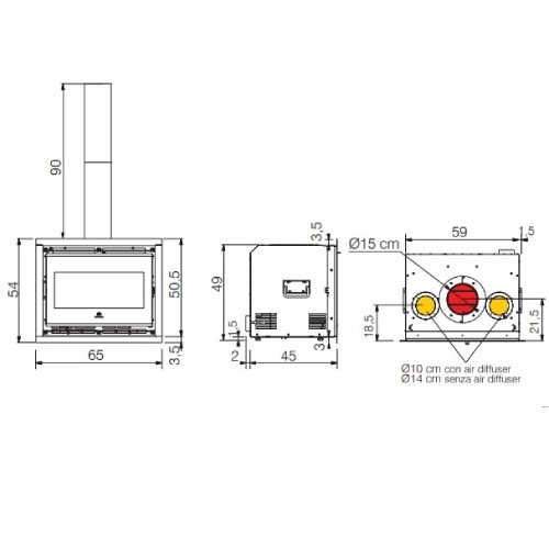 Insert cheminée Edilkamin Firebox Evo 49 | 9,6 kW