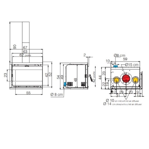 Insert cheminée Edilkamin Firebox 49 Evo | 9,6 kW