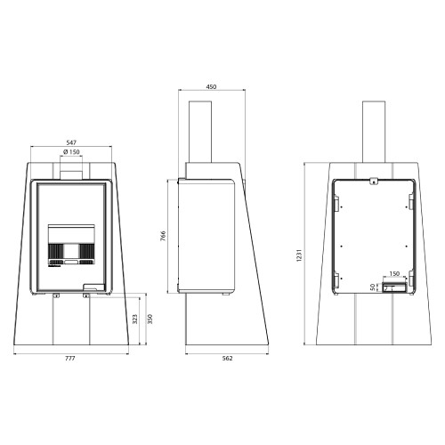 Poêle à bois HS Flamingo Deluxe Island 9,6 kW