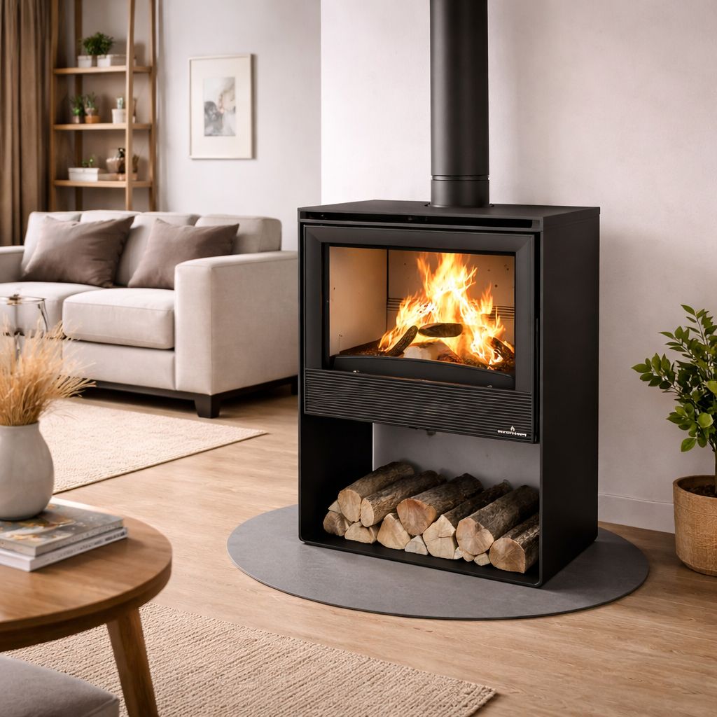 Poêle à bois ventilé silencieux raccordable - BRONPI Croacia - T 9.5 kW