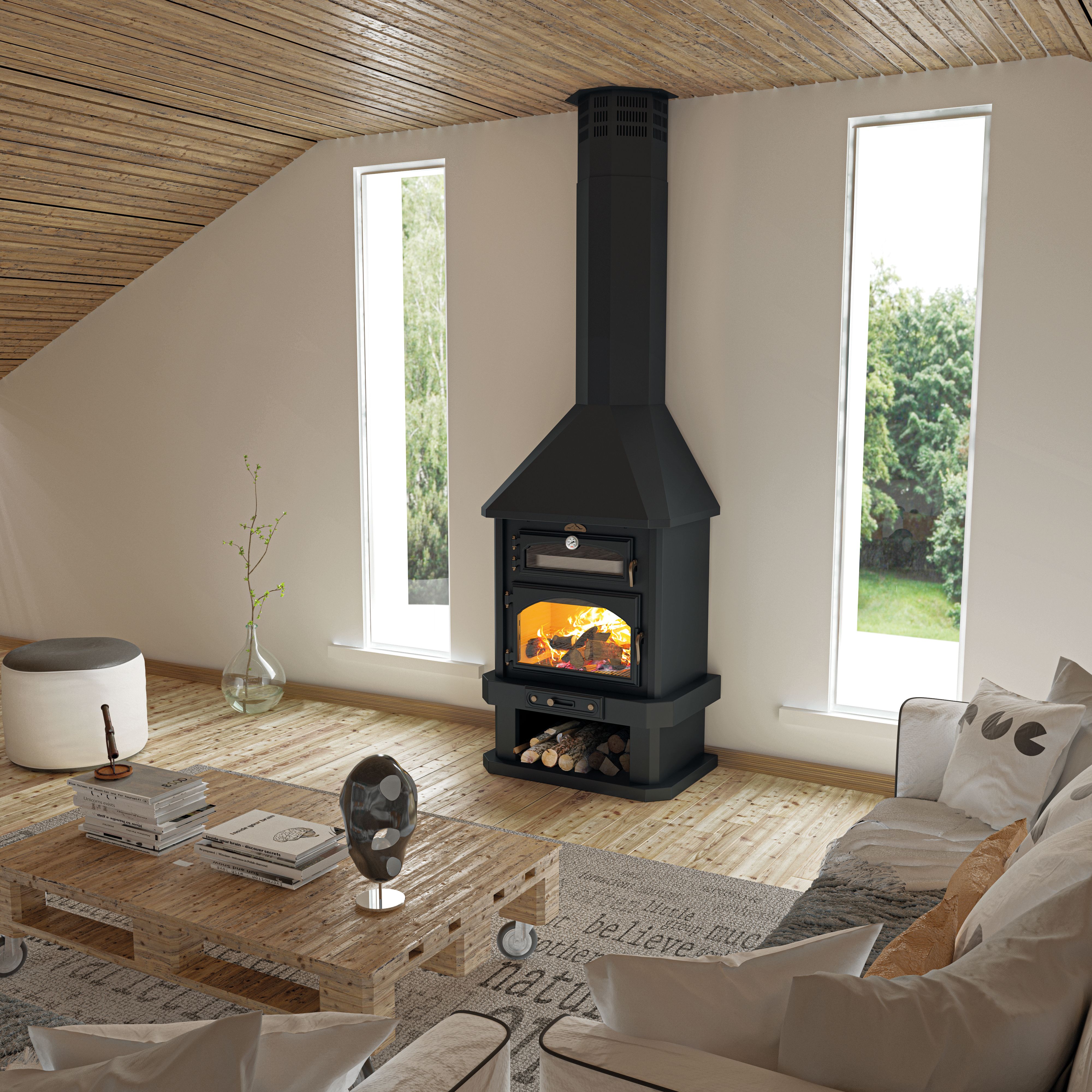 Cheminée à bois avec four - BRONPI Ebro 15 KW
