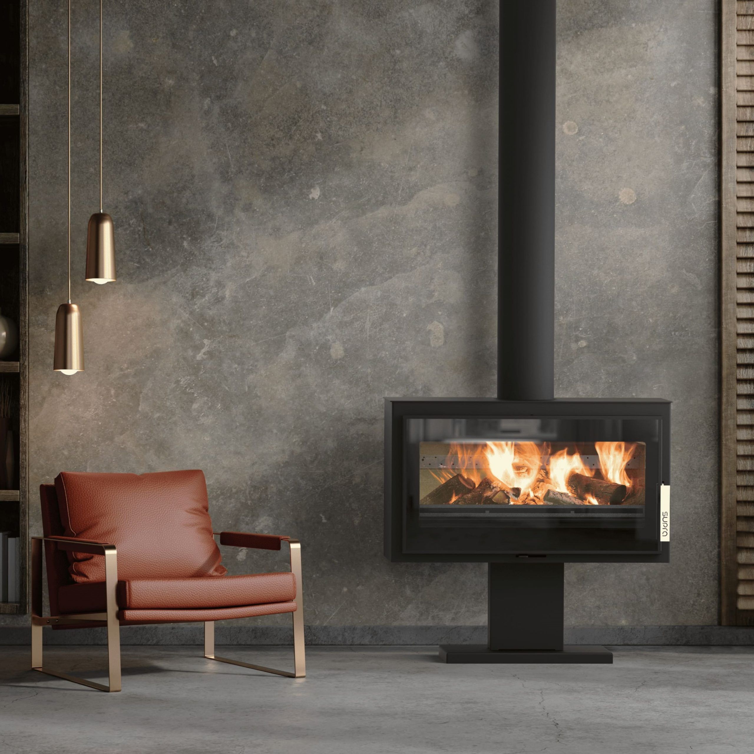 Poêle à bois étanche - SUPRA Larry sur Pied 8.5 kW