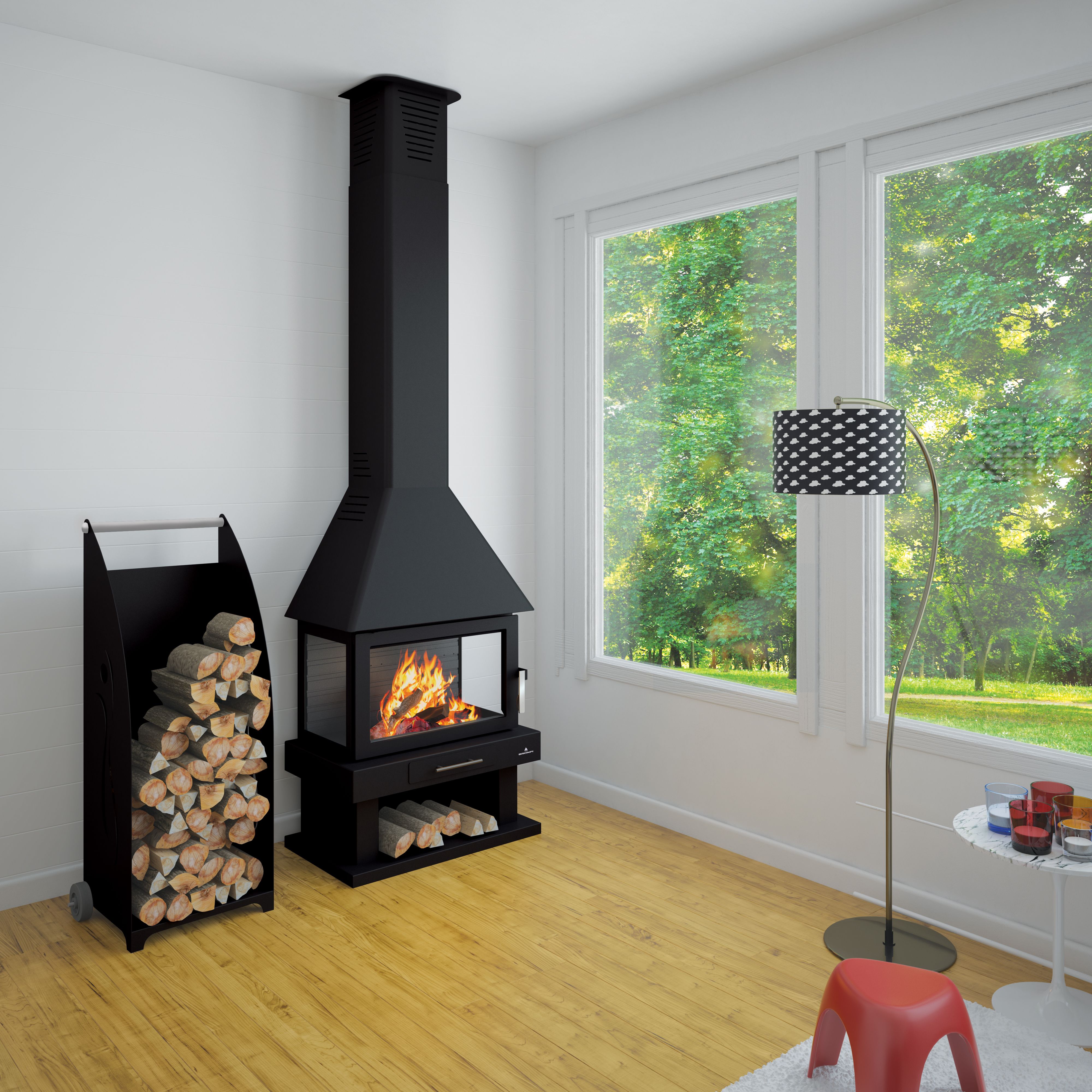 Cheminée à bois 3 vitres - BRONPI Huesca 10 kW