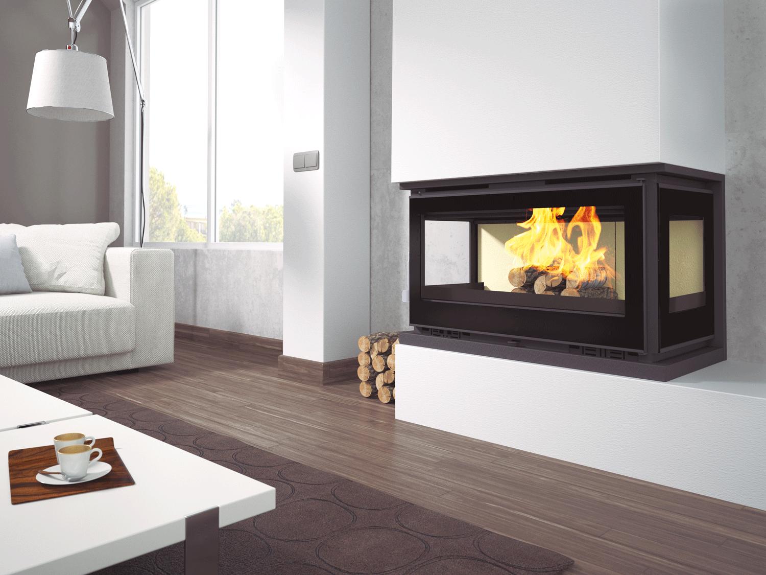 Insert à bois 3 vitres ventilé - FIREMATIC Olly 13.3 kW