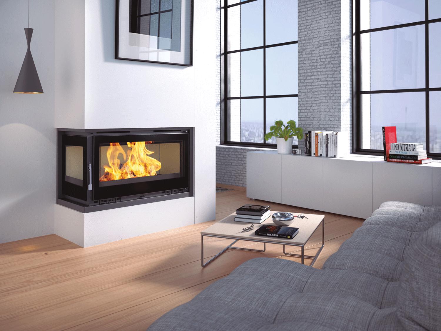 Insert à bois d'angle ventilé - FIREMATIC Eden-I 13.3 kW