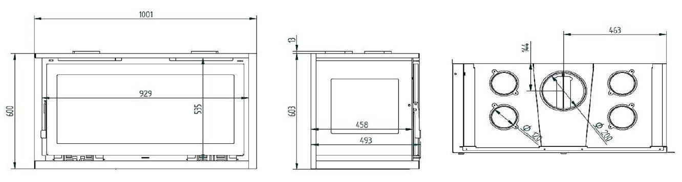 Insert à bois d'angle ventilé - FIREMATIC Eden-I 13.3 kW