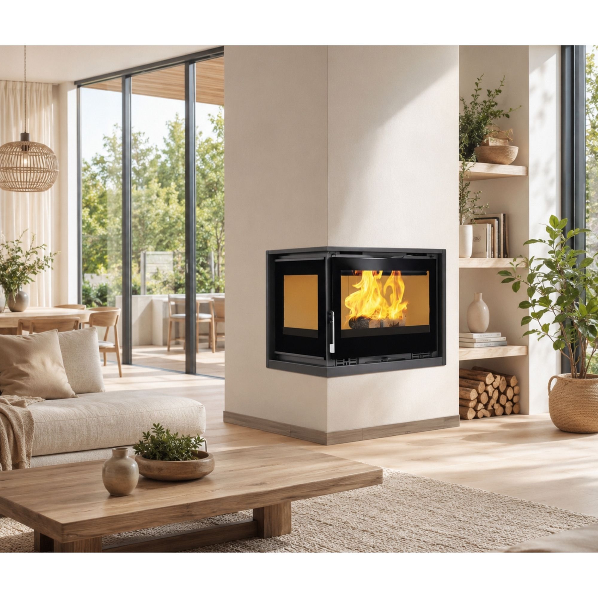 Insert à bois 2 vitres ventilé - FIREMATIC Jenn-I 12.8 kW