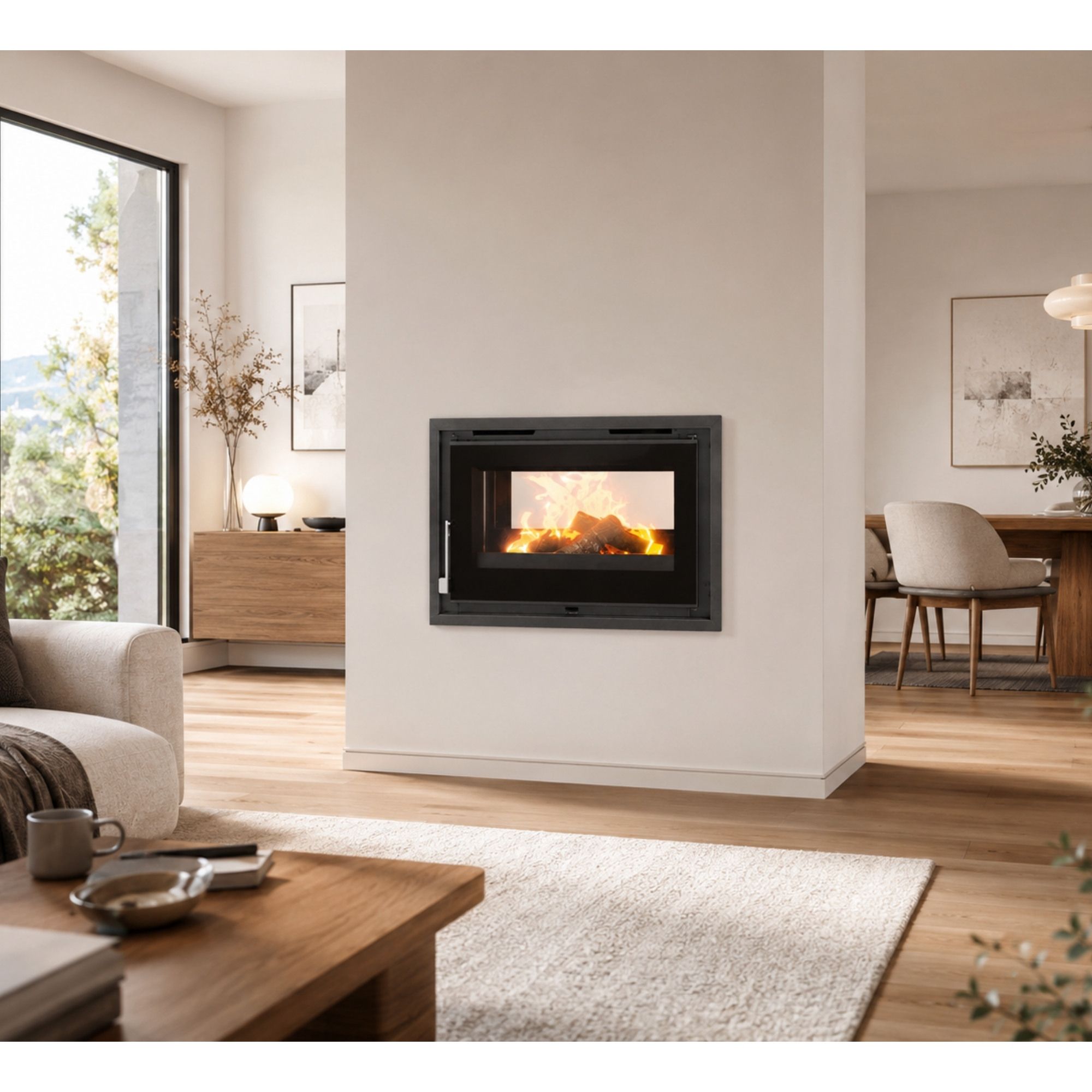 Insert à bois 2 vitres ventilé - FIREMATIC Suna 12.8 kW
