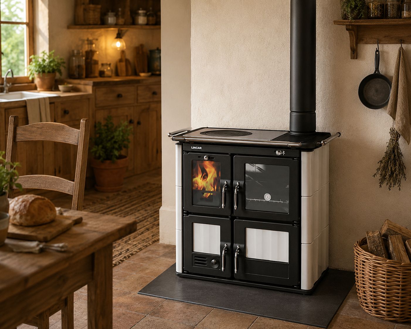 Cuisinière à bois en céramique - LINCAR Bea 7.5 kW