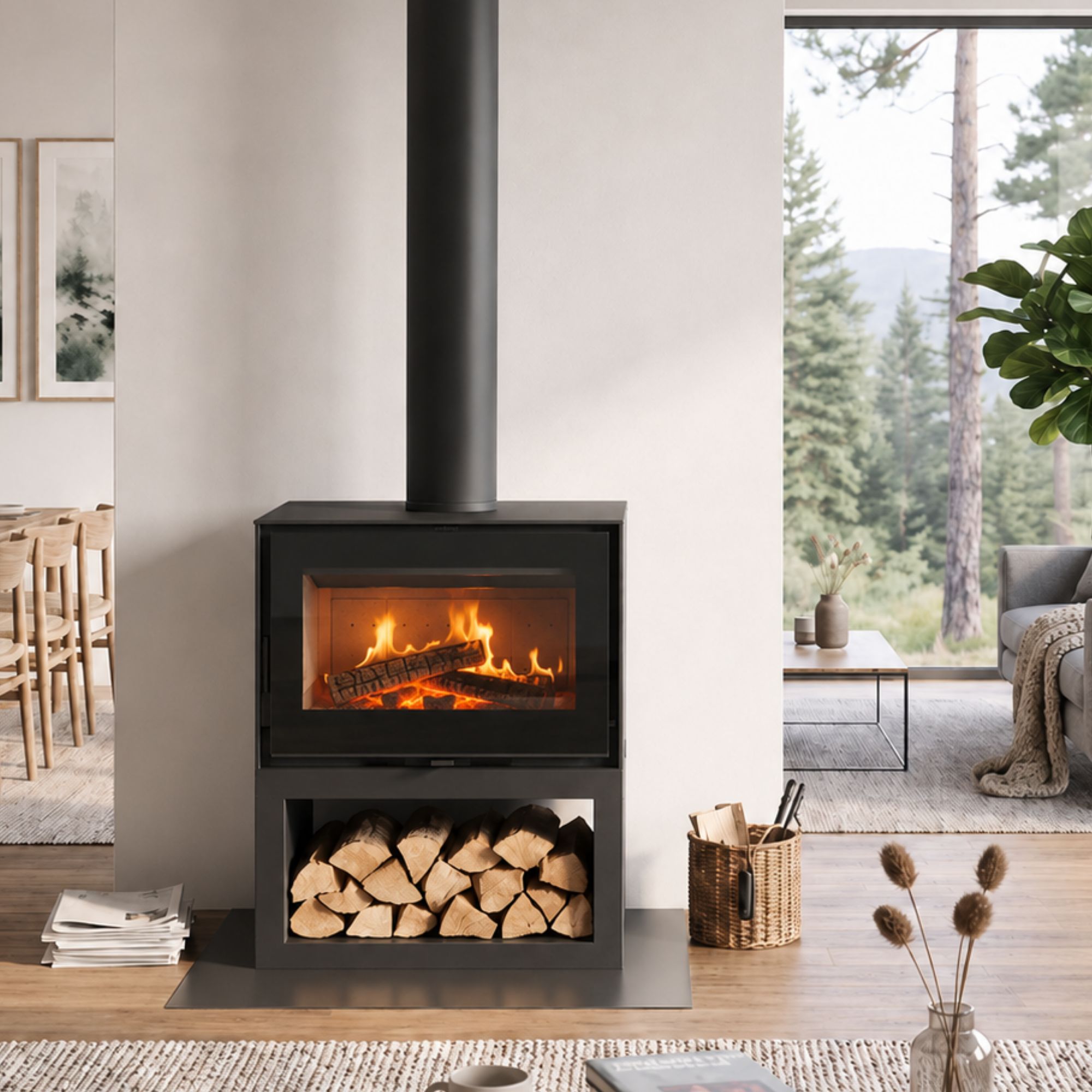 Poêle à bois raccordable avec bûcher - FIREMATIC Toronto - S 65 12.6 kW