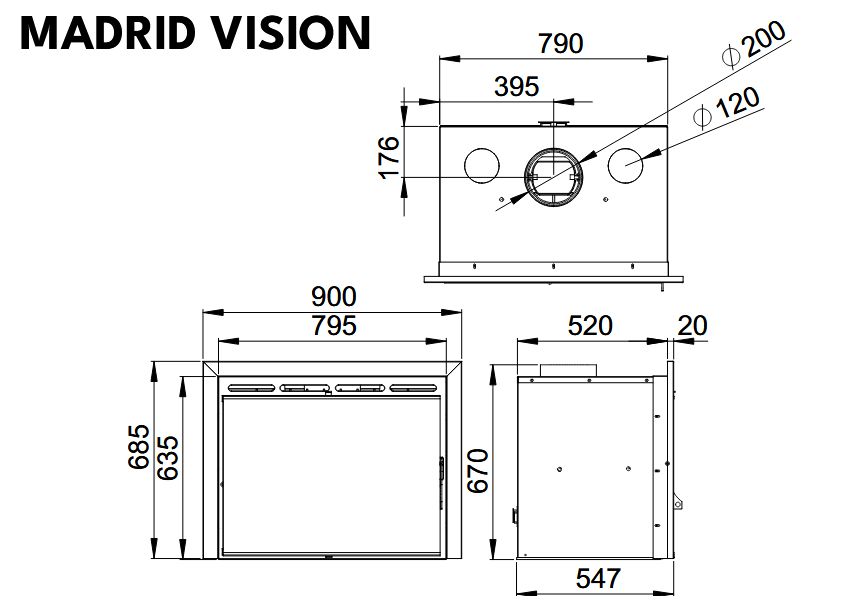 Insert à bois ventilé canalisable - BRONPI Madrid Vision 16.5 kW