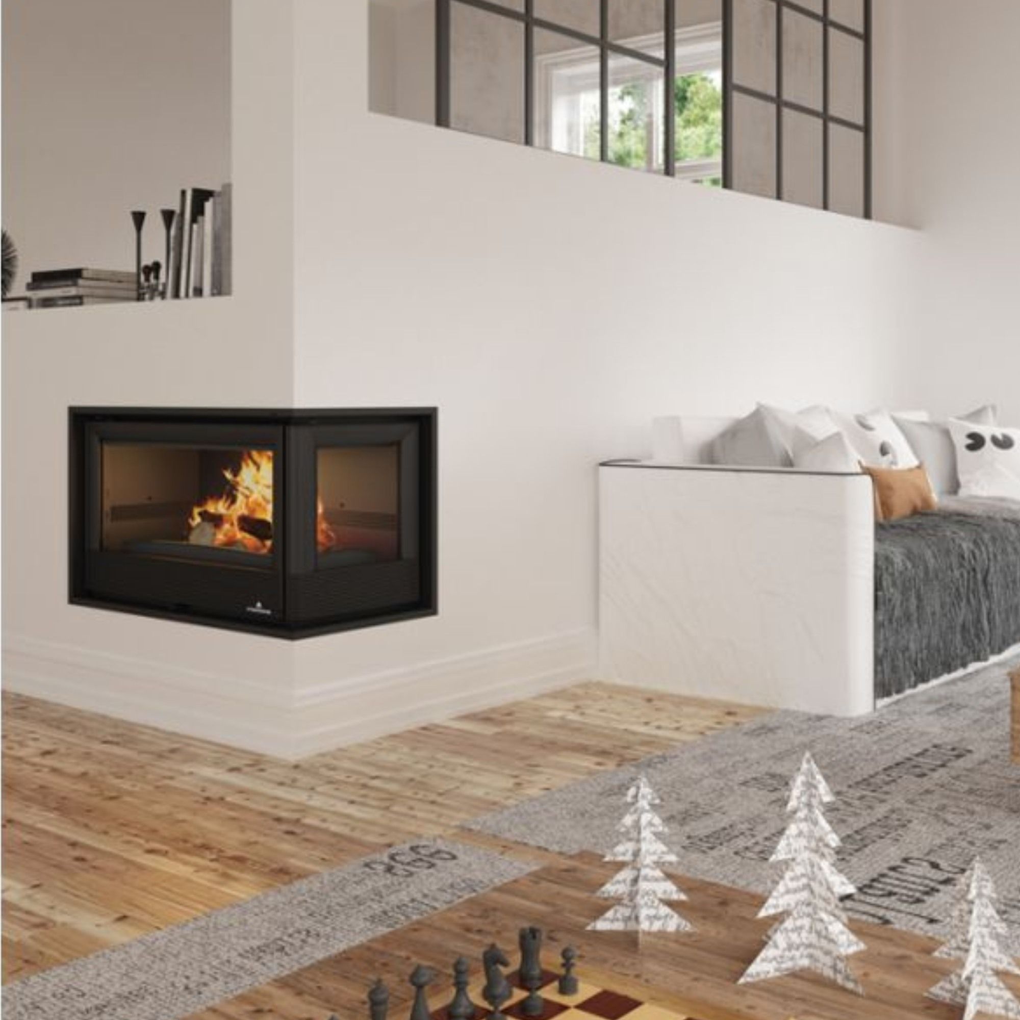 Insert à bois 2 vitres ventilé canalisable - BRONPI Paris 70 ED 11 kW