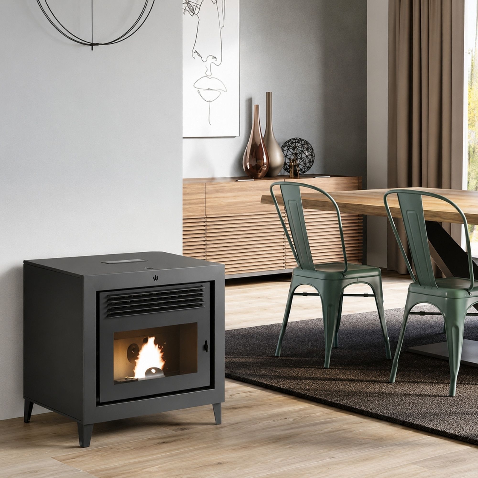 Poêle à granulés - ORIGINE PHEBO Q-box 7.8 kW