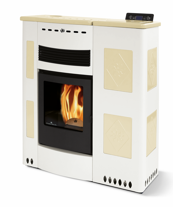 Poêle à granules extra-plat céramique - ORIGINE PHEBO Iris Maxi 11.5 kW