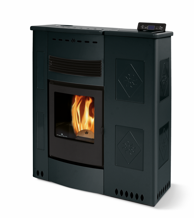 Poêle à granules extra-plat céramique - ORIGINE PHEBO Iris Maxi 11.5 kW