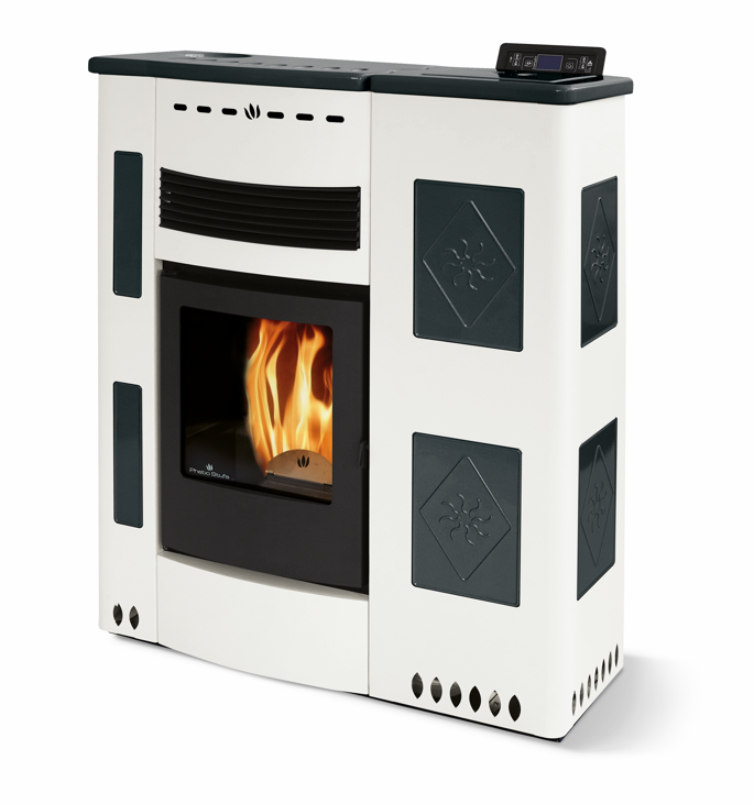 Poêle à granules extra-plat céramique - ORIGINE PHEBO Iris Maxi 11.5 kW
