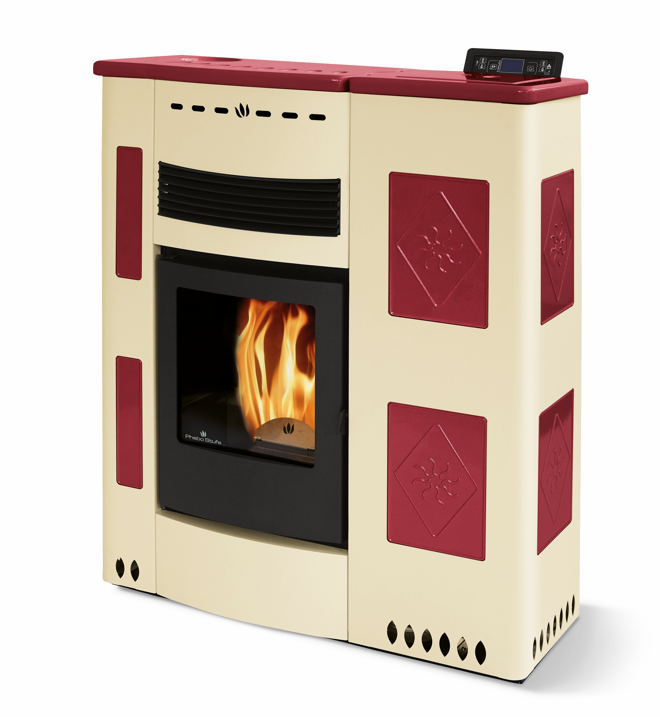 Poêle à granules extra-plat céramique - ORIGINE PHEBO Iris Maxi 11.5 kW