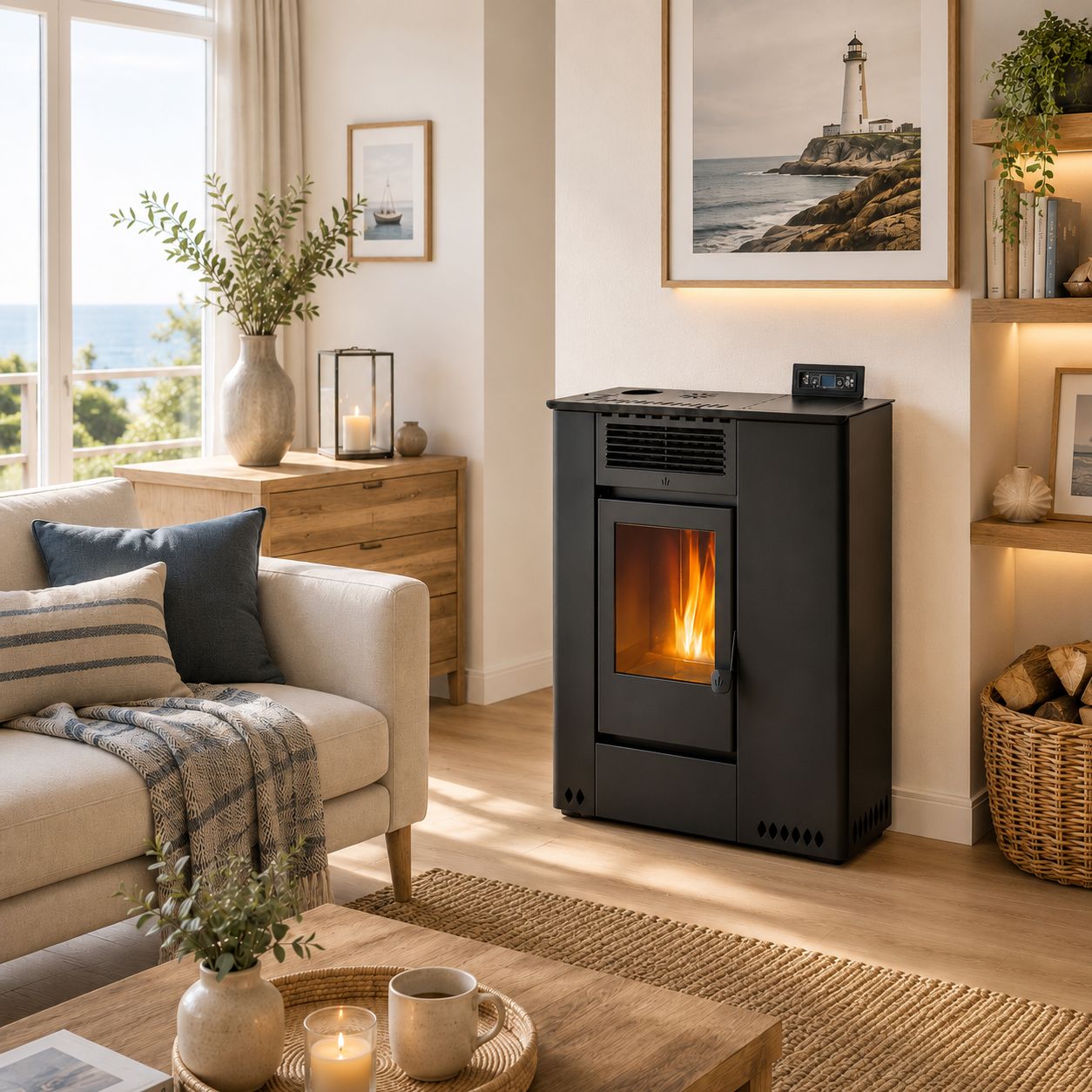 Poêle à granules extra plat - ORIGINE PHEBO Hera 11.5 kW