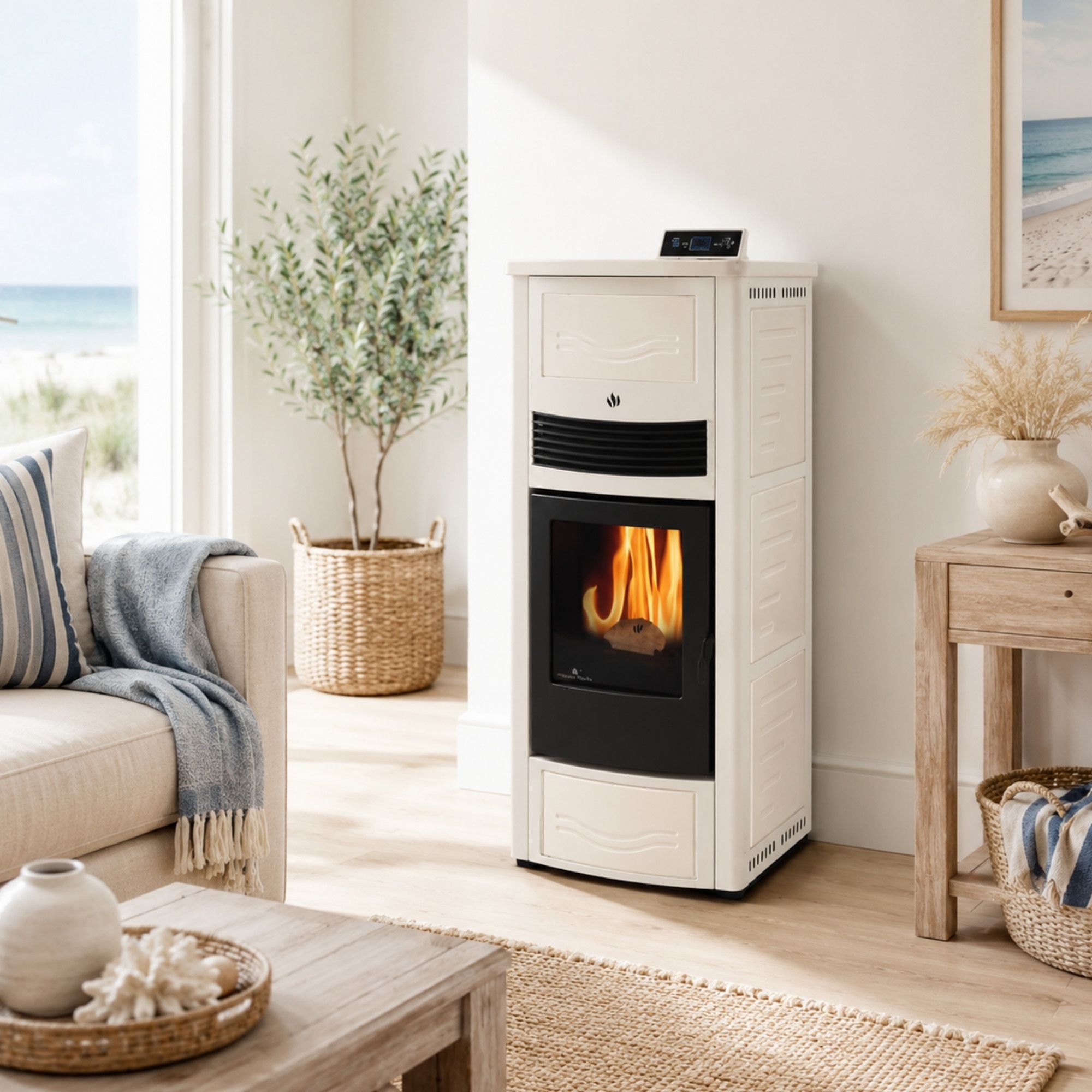 Poêle à granules en céramique - ORIGINE PHEBO Calipso 12.7 kW