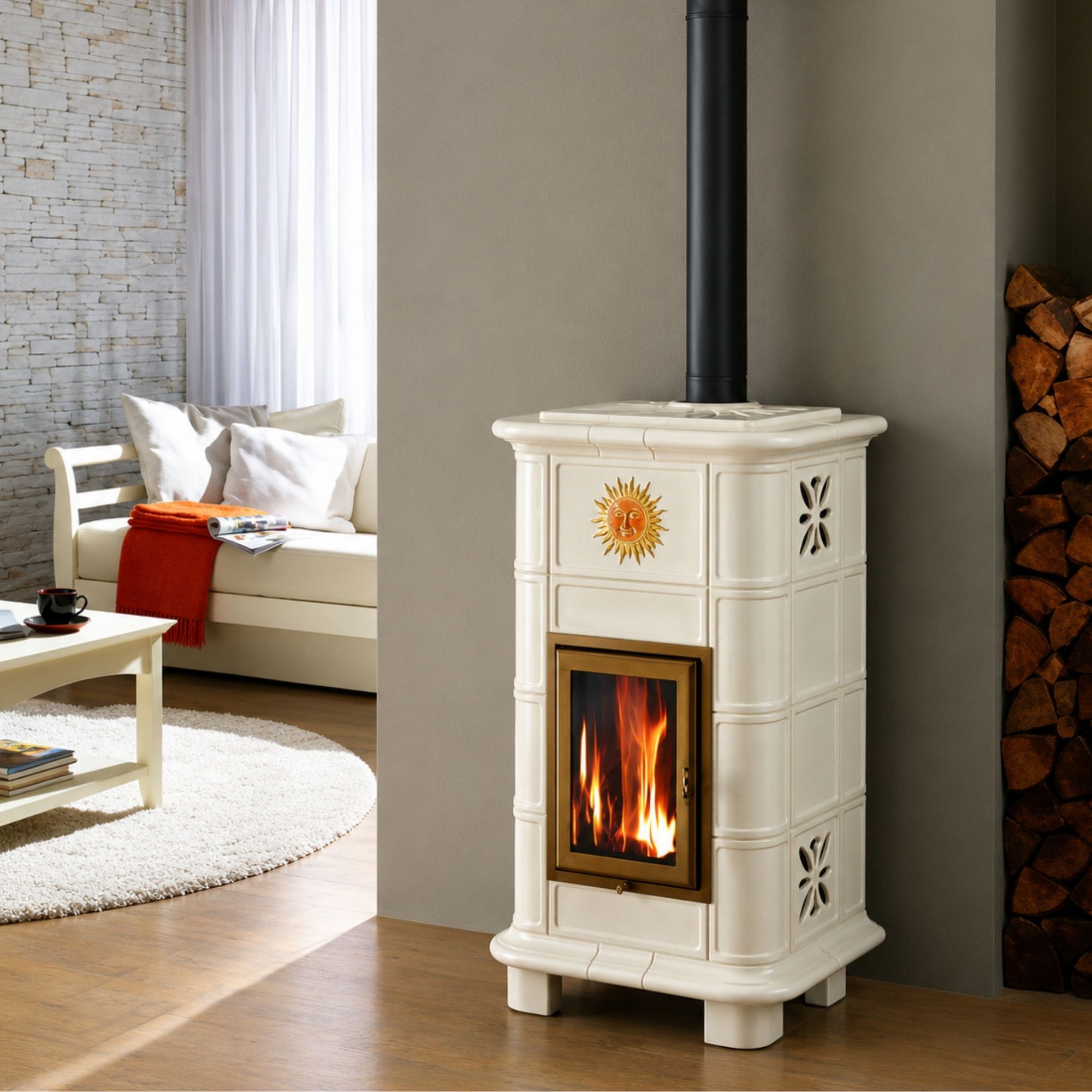 Poêle à bois céramique - ORIGINE PHEBO Vesta Sole 10.7 kW