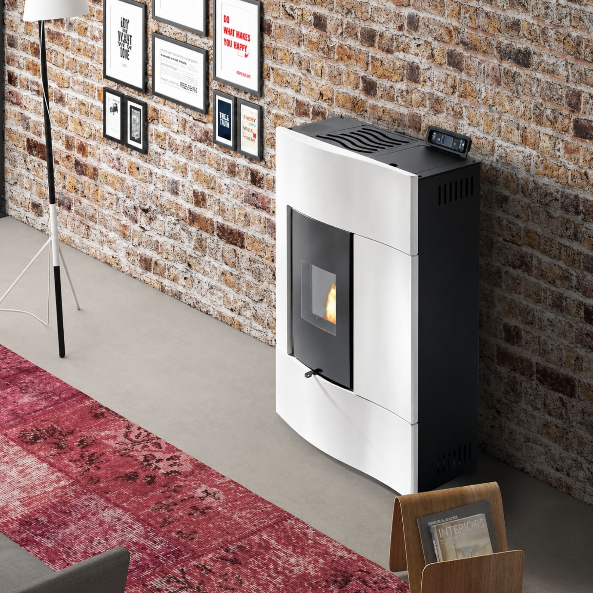 Poêle à granules extra plat céramique - ORIGINE PHEBO Chimera 4.7 kW