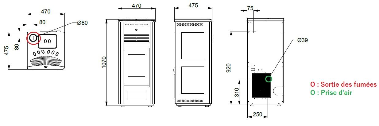 Poêle à granules en céramique - ORIGINE PHEBO Febe 5S-XL 7.5 kW
