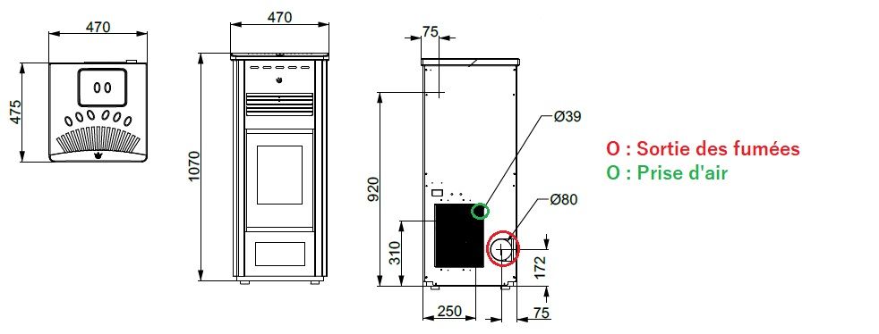 Poêle à granules en céramique - ORIGINE PHEBO Gea Bicolore 5S-XL 7.5 kW