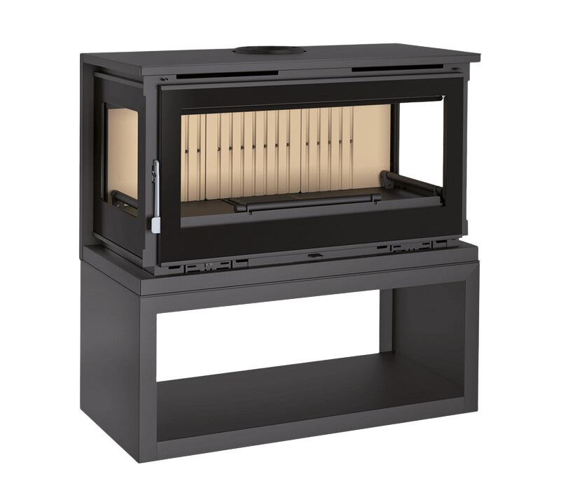 Poêle à bois raccordable 3 vitres avec bûcher - FIREMATIC Calgary - S 12.5 kW