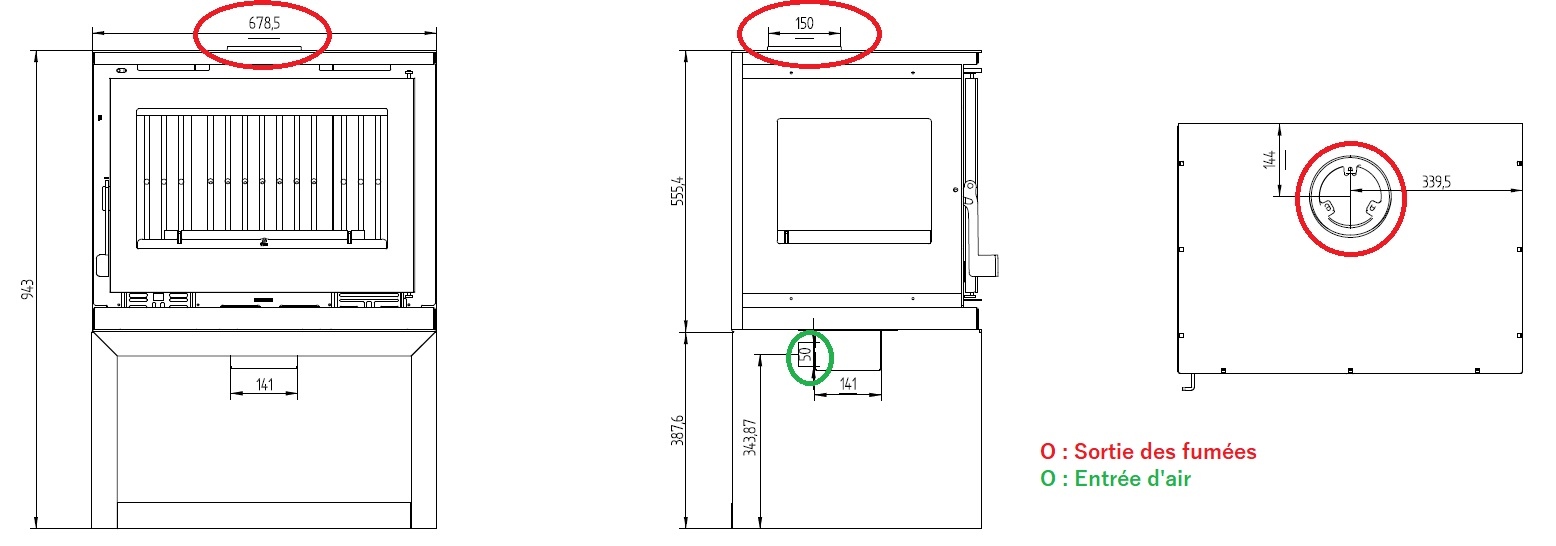 Poêle à bois raccordable 3 vitres avec bûcher - FIREMATIC Calgary - S 12.5 kW