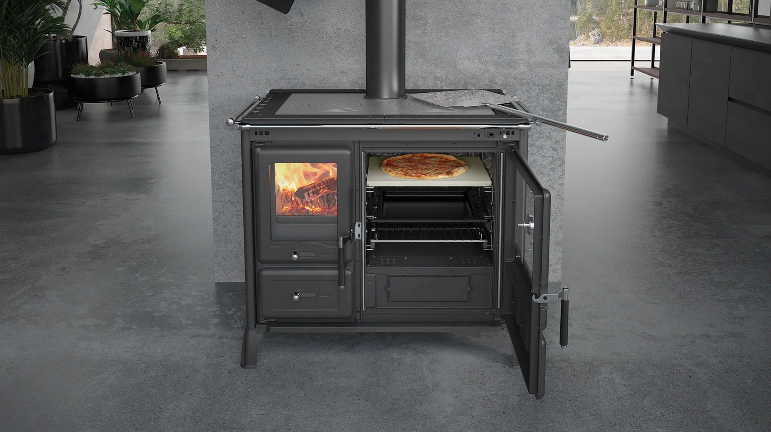Cuisinière à bois raccordable - LA NORDICA Gardenia XXL Pierre 10.5 kW