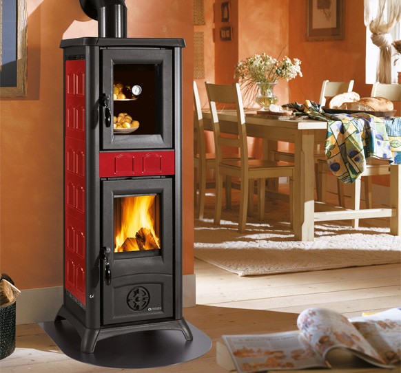 Poêle à bois avec four - LA NORDICA Gemma Forno 5.0 Ceramica Bordeaux 7.3 kW