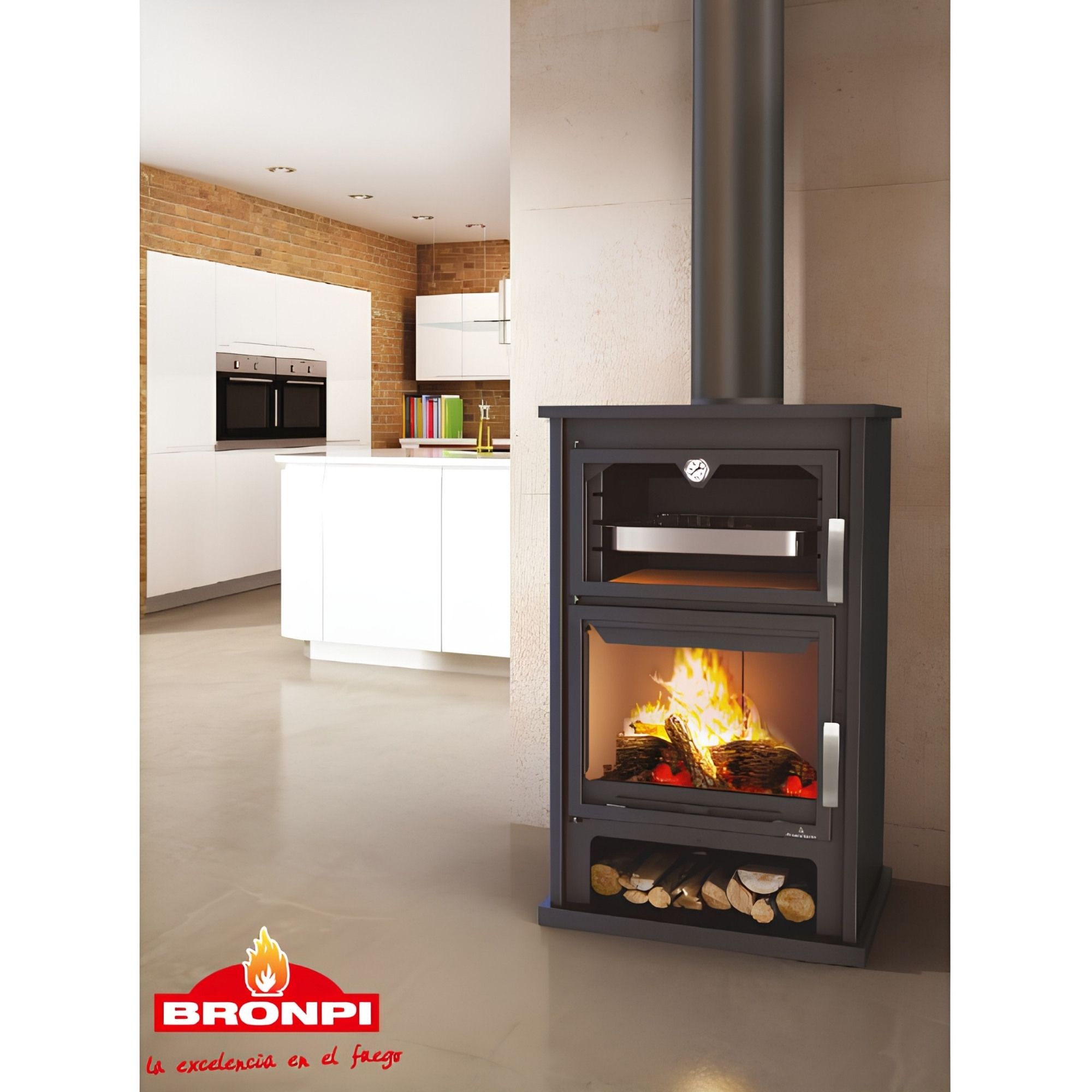 Poêle à bois raccordable avec four - BRONPI Suiza 14 kW