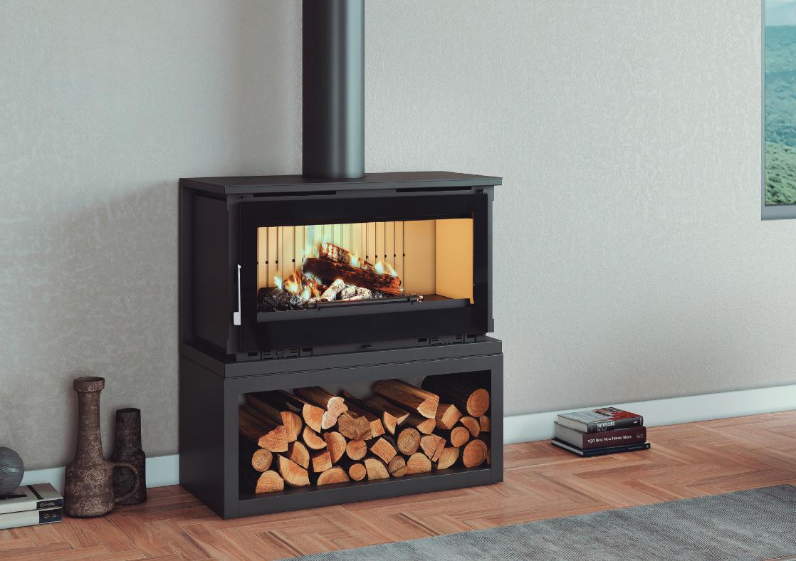 Poêle à bois raccordable avec bûcher - FIREMATIC Toronto - M 12.8 kW