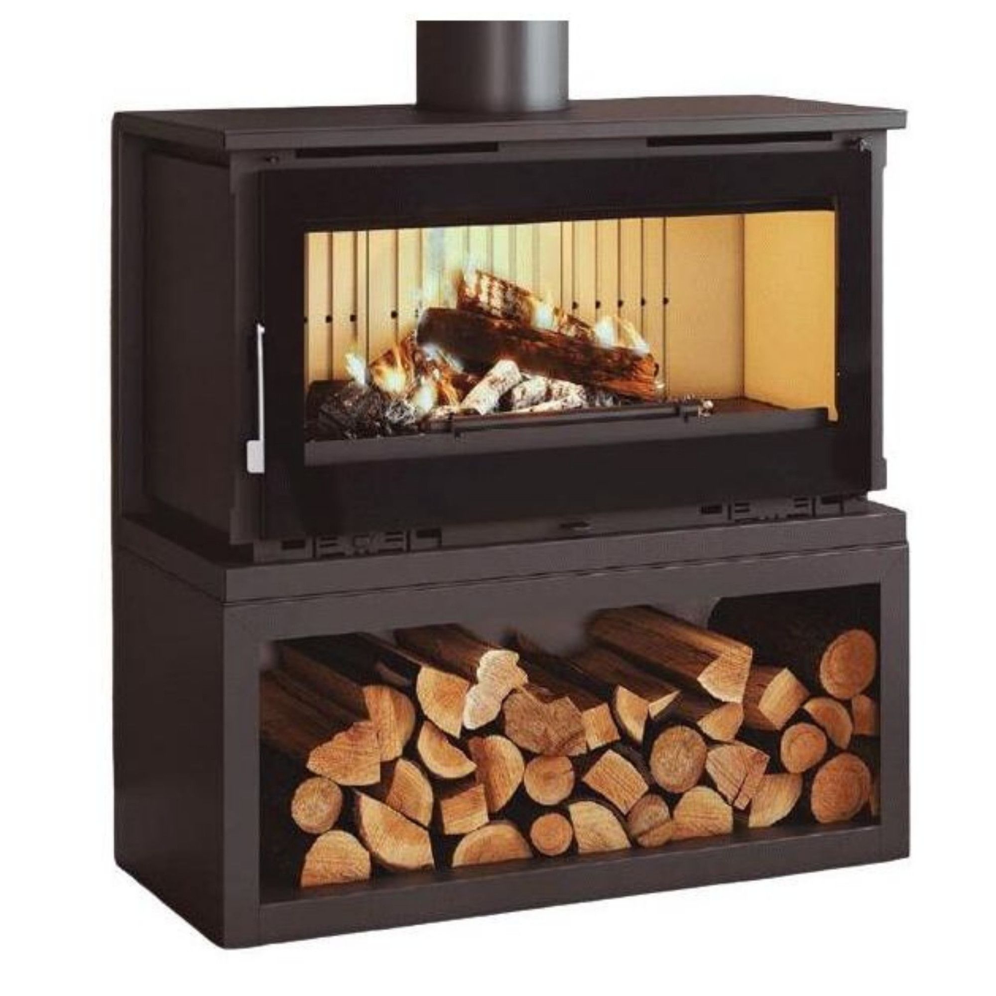 Poêle à bois raccordable avec bûcher - FIREMATIC Toronto - M 12.8 kW