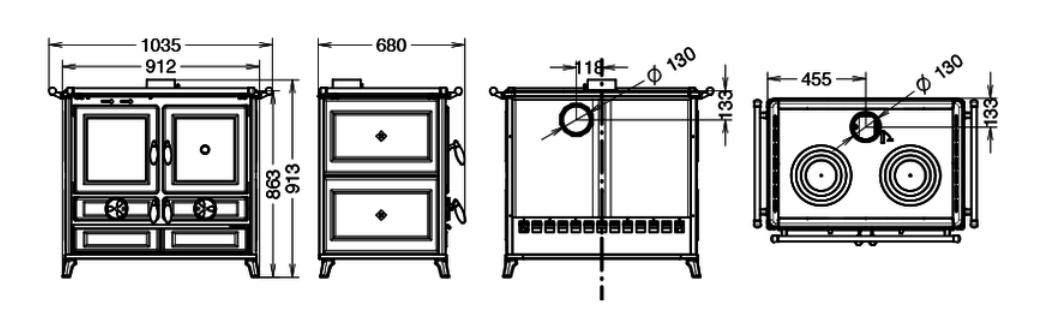 Cuisinière à bois en céramique - THERMOROSSI Viola Evo 12.1 kW