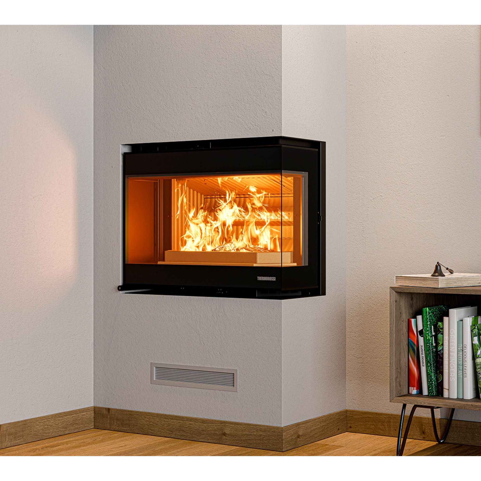 Insert à bois d'angle - THERMOROSSI Panorama Angolare SX 5.7 kW