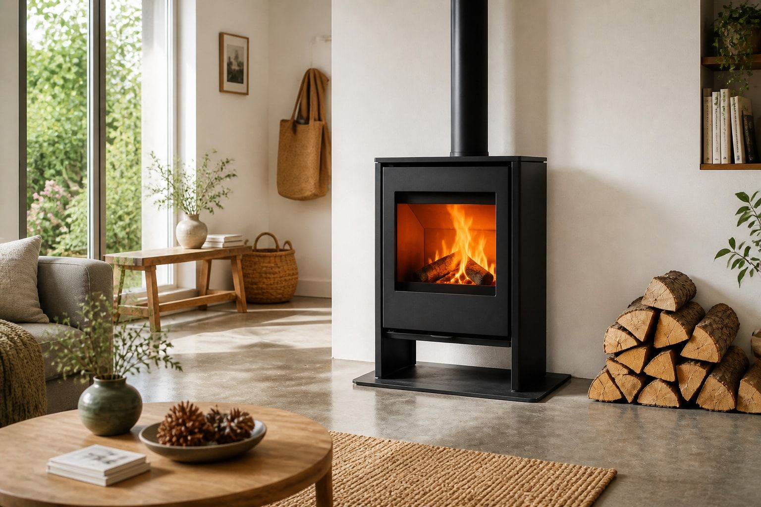 Poêle à bois dans un salon, Au Coin du Feu