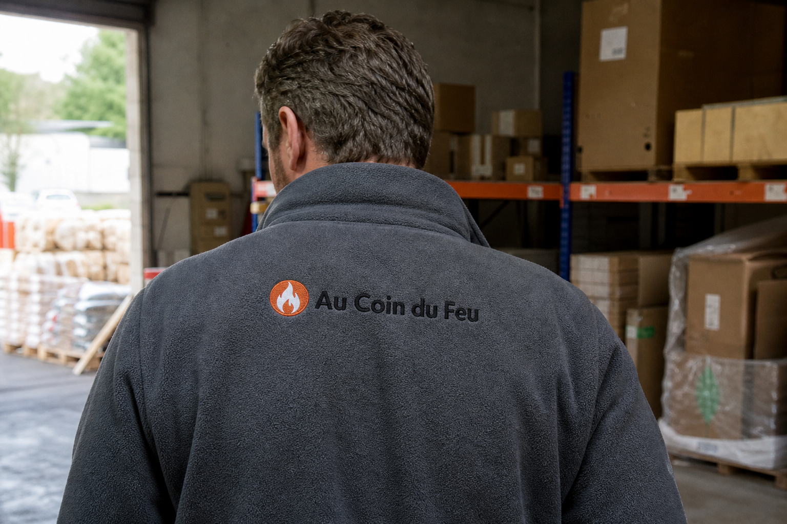 Technicien Au Coin du Feu, de dos, polaire floquée